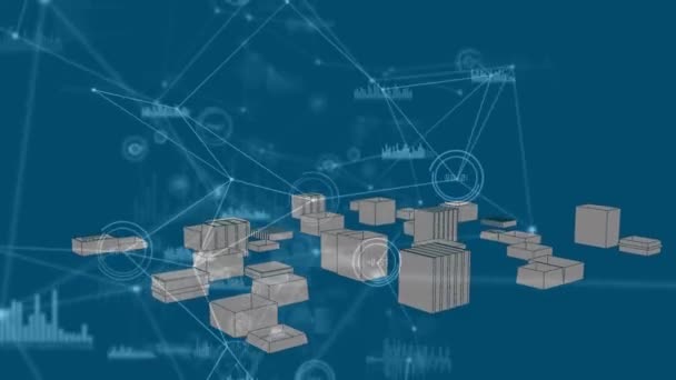Animation Des Netzwerks Von Verbindungen Über Die Digitale Stadt Auf — Stockvideo