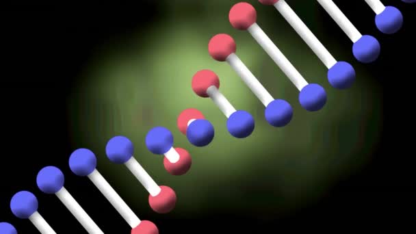 Animation Dna Strand Spinning Green Background Science Research Concept Digitally — Stock Video