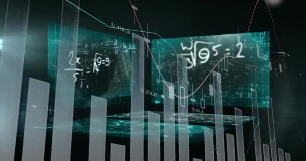 Animacja Przetwarzania Danych Statystyk Ekranach Koncepcja Globalnego Biznesu Finansów Przetwarzania — Wideo stockowe