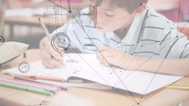 Animación Red Conexiones Través Escritura Escolar Educación Global Tecnología Procesamiento — Vídeos de Stock