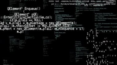 Siyah arkaplanda veri işleme animasyonu. küresel teknoloji ve dijital arayüz kavramı dijital olarak oluşturulmuş video.