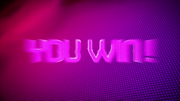 Цифровая Анимация Выигрывает Текстовый Баннер Точек Текстурированного Рисунка Фиолетовом Градиентном — стоковое видео