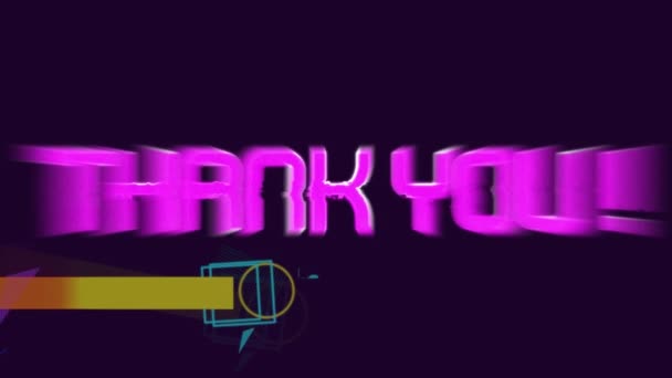 Digitale Animatie Van Dank Tekst Banner Tegen Kleurrijke Abstracte Vormen — Stockvideo