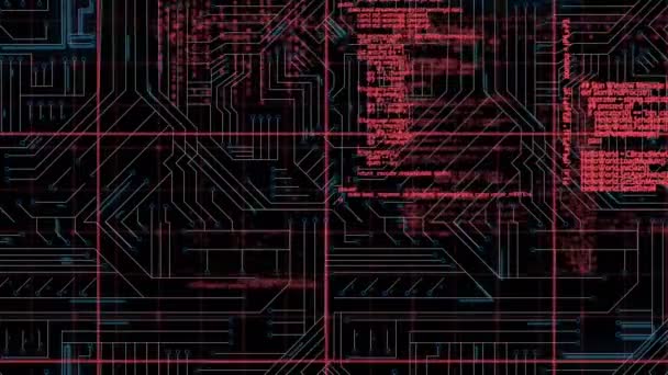 Цифровая Анимация Обработки Данных Фоне Микропроцессорных Соединений Чёрном Фоне Концепция — стоковое видео
