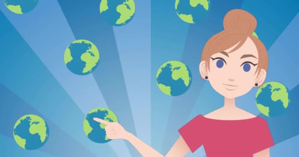 Dünya Ikonları Üzerinde Konuşan Kadın Animasyonu Ulusal Danışmanlık Ayı Dijital — Stok video