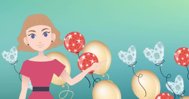 Animation Woman Talking Balloons Icons National Mentoring Month Celebration Concept — ストック動画