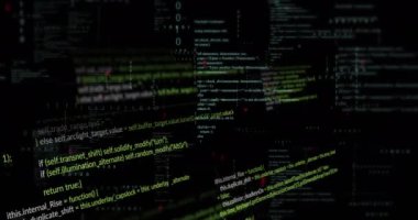 Siyah arkaplanda veri işleme animasyonu. küresel teknoloji ve dijital arayüz kavramı dijital olarak oluşturulmuş video.