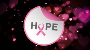 Düşen kalpler yerine mavi kurdele ve umut metni animasyonu. Göğüs kanseri pozitif farkındalık kampanyası konsepti dijital olarak üretildi.