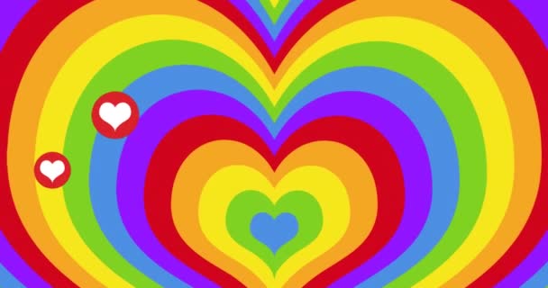 Animation Falling Hearts Rainbow Lgbtq Pride Equality Celebration Concept Digitally — Stock Video