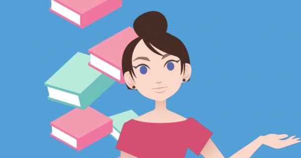 Animazione Donne Che Parlano Icone Del Libro Mese Mentoring Nazionale — Video Stock