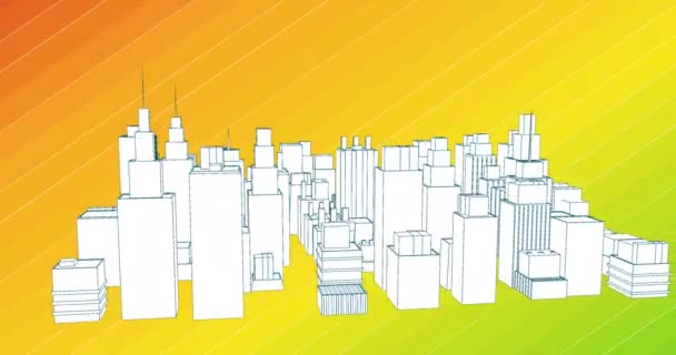 彩虹上的城市模型动画 Lgbtq自豪与平等庆祝概念数码视频 — 图库视频影像