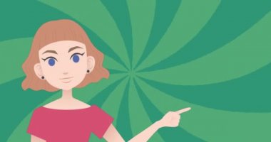 Dünya günü mesajı üzerinden konuşan kadın animasyonu. Ulusal danışmanlık ayı ve dijital olarak oluşturulan kutlama konsepti.