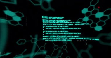 Siyah arkaplanda veri işleme animasyonu. küresel teknoloji ve dijital arayüz kavramı dijital olarak oluşturulmuş video.