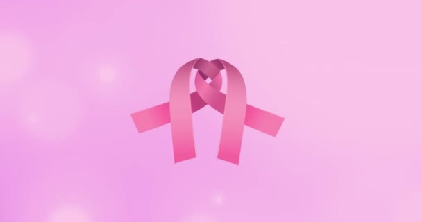 Animación Cinta Rosa Sobre Fondo Rosa Concepto Campaña Concienciación Positiva — Vídeo de stock