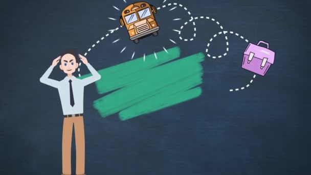 Animatie Van Mens Pratend School Iconen Nationaal Mentor Feestconcept Digitaal — Stockvideo