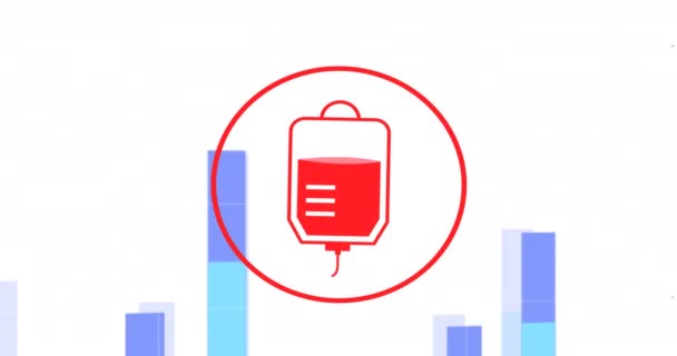 Animação Logotipo Doação Sangue Texto Sobre Mapa Mundo Mundo Doador — Vídeo de Stock