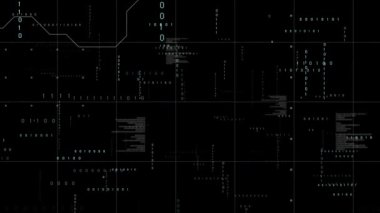 Siyah arkaplanda veri işleme animasyonu. küresel teknoloji ve dijital arayüz kavramı dijital olarak oluşturulmuş video.