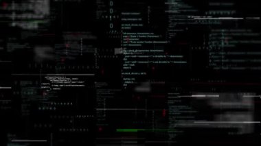 Siyah arkaplanda veri işleme animasyonu. küresel teknoloji ve dijital arayüz kavramı dijital olarak oluşturulmuş video.