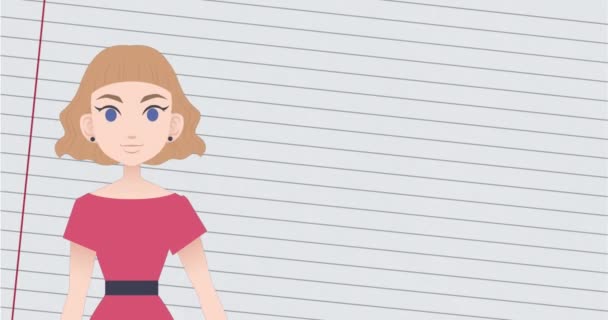 Animacja Kobiety Mówiącej Nad Symbolami Matematycznymi Narodowy Miesiąc Mentorski Koncepcja — Wideo stockowe