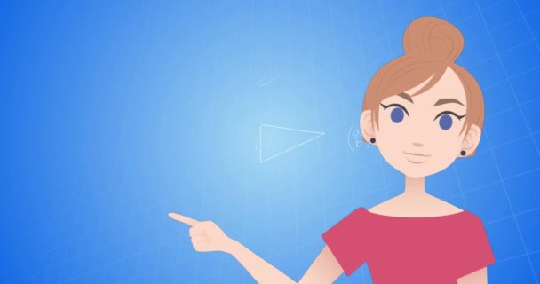 Animáció Egy Nőről Aki Matematikai Egyenletekről Beszél Nemzeti Mentori Hónap — Stock videók
