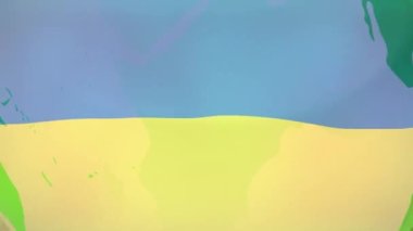 Ukrayna bayrağı üzerinde küresel animasyon ve flaş haber. Ukrayna krizi, haber ve uluslararası politika kavramı dijital olarak oluşturulmuş video.