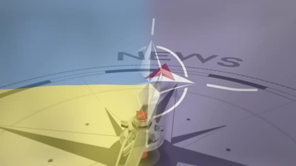 Animacja Kompasu Wiadomości Nad Flagą Nato Ukraiński Kryzys Wiadomości Koncepcja — Wideo stockowe