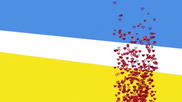 Animation Von Herzen Die Über Der Ukrainischen Flagge Schweben Ukraine — Stockvideo