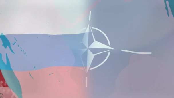 Animação Globo Notícias Sobre Bandeira Rússia Otan Crise Ucraniana Notícias — Vídeo de Stock
