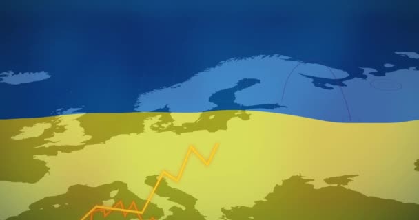 Animazione Dei Dati Finanziari Grafico Sulla Mappa Europa Bandiera Dell — Video Stock