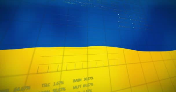 Animación Datos Financieros Gráfico Sobre Bandera Ucrania Crisis Ucraniana Crisis — Vídeos de Stock