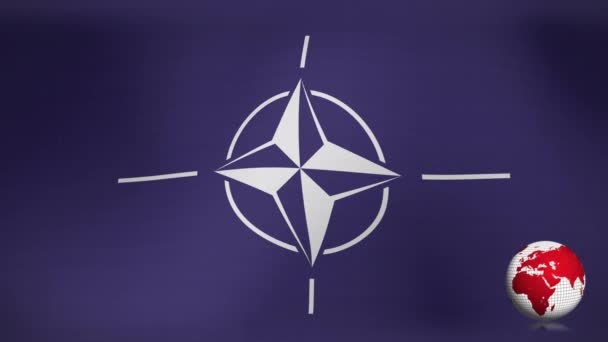 Animatie Van Wereldbol Het Laatste Nieuws Vlag Van Nato Ukraine — Stockvideo