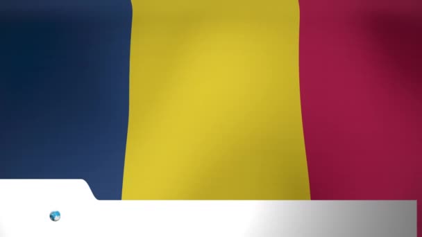 Animación Globo Noticias Última Hora Sobre Bandera Romania Crisis Ucraniana — Vídeo de stock