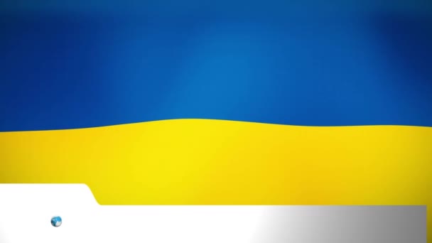 Animation Jordklotet Och Falska Nyheter Över Flaggan Ukraina Ukrainska Krisen — Stockvideo