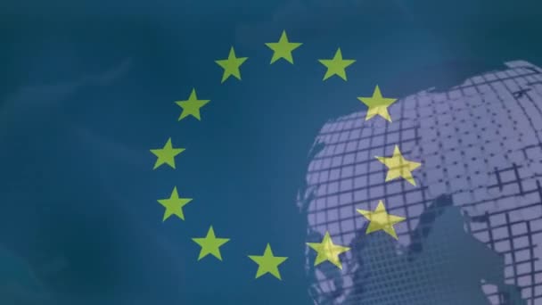 Animace Glóbu Nejnovější Zprávy Vlajce Evropské Unie Ukrajinská Krize Zprávy — Stock video