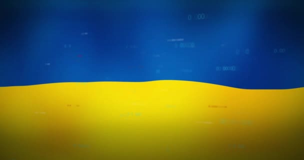 Анимация Финансовых Данных Над Флагом Украины Украинский Кризис Экономический Крах — стоковое видео