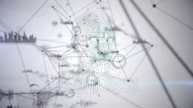 İnsan vücudu üzerinde bağlantı ağı ve veri işleme ağının animasyonu. Bilim ve veri işleme kavramı dijital olarak oluşturulmuş video.