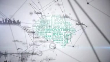 Beyaz arkaplan üzerinde bağlantı ağının ve veri işleme ağının animasyonu. Bilim ve veri işleme kavramı dijital olarak oluşturulmuş video.