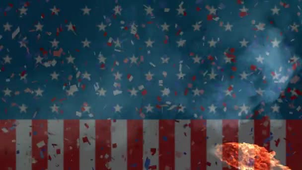 Animáció Lengő Usa Zászló Lángok Globális Sport Verseny Koncepció Digitálisan — Stock videók