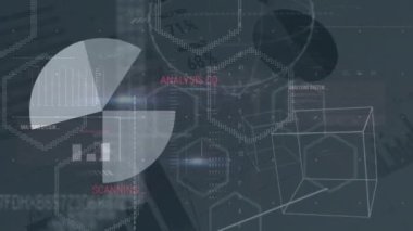 Beyaz arka planda veri işleme animasyonu. küresel iş ve dijital arayüz kavramı dijital olarak oluşturulmuş video.