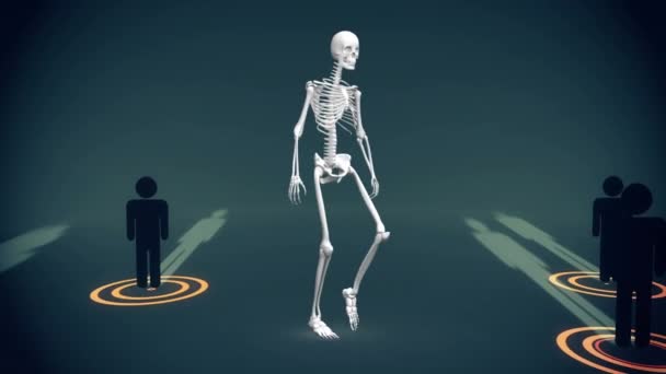 Animation Von Verbindungsnetzwerken Und Menschlicher Repräsentation Über Das Menschliche Körpermodell — Stockvideo