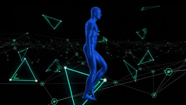 Nsan Vücudu Üzerinde Bağlantı Ağı Veri Işleme Ağının Animasyonu Bilim — Stok video