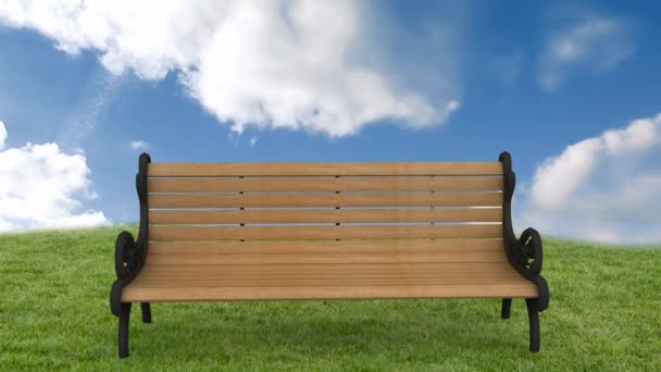 Animation Bench Clouds Moving Fast Sky Background Nature Concept Digitally — Stock Video