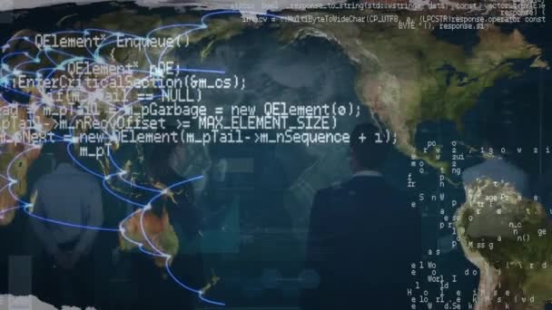 Анімація Обробки Даних Карті Світу Концепція Глобального Бізнесу Цифрового Інтерфейсу — стокове відео