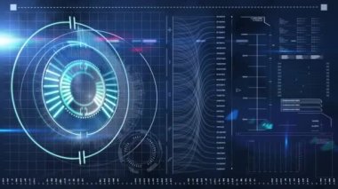 Çeşitli verilerle ekranın üzerinde çember oluşturma animasyonu. küresel bağlantılar, veri işleme ve teknoloji konsepti dijital olarak oluşturulmuş video.