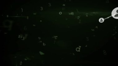 Dijital asma kilit üzerindeki simgelerle bağlantı ağının animasyonu. küresel bağlantılar, internet güvenliği, veri işleme ve teknoloji konsepti dijital olarak oluşturulmuş video.