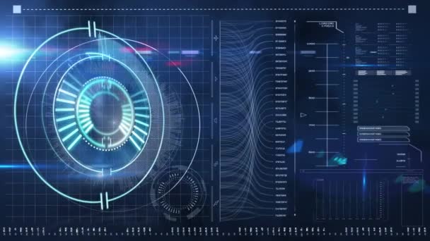 Animação Círculo Processamento Sobre Tela Com Dados Diversos Conexões Globais — Vídeo de Stock