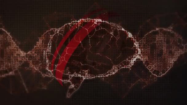 Beyin Animasyonu Siyah Arkaplanda Dalgalar Bilim Bağlantılar Teknoloji Konsepti Dijital — Stok video