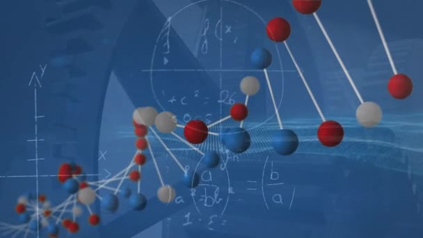 Animación Del Adn Procesamiento Datos Científicos Sobre Fondo Azul Ciencia — Vídeos de Stock