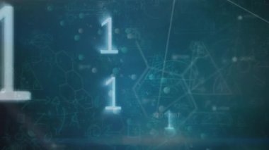 Yeşil arka planda ikili kod, DNA ve bilimsel verilerin animasyonu. Bilim, insan biyolojisi, teknoloji ve dijital arayüz konsepti dijital olarak oluşturulmuş video.