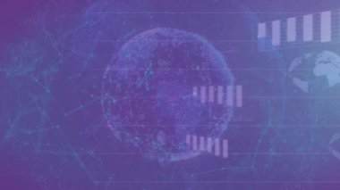 Mor arka planda veri, parmak izi ve dijital asma kilit animasyonu. küresel internet güvenliği, veri işleme, bağlantılar ve dijital arayüz konsepti dijital olarak oluşturulmuş video.